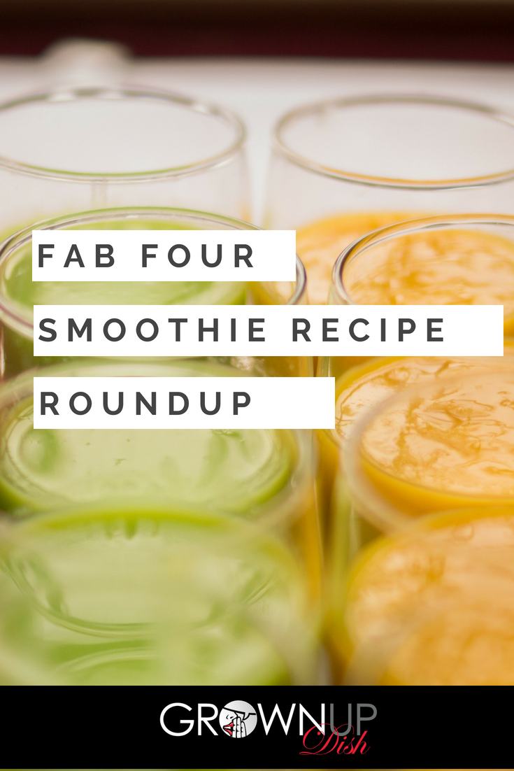 Fab Four Smoothie Recipe Roundup - a summary of my favorite #fab4smoothies inspired by Kelly Leveque's Fab Four formula of protein, fiber, healthy fats and greens | www.grownupdish.com