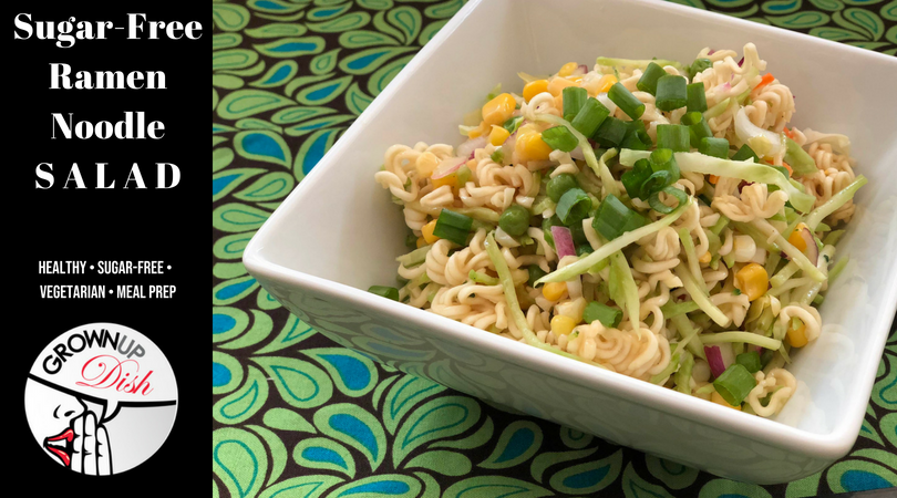 This cleaner version of the popular ramen noodle salad recipe is much healthier and still crispy and delicious. It's sugar-free and jam packed with veggies & healthy fats. | www.grownupdish.com