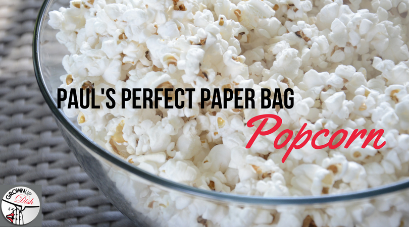 Perfect Paper Bag Popcorn Recipe. Never eat movie theater popcorn again! You can make healthy microwave popcorn in a paper bag with just a few ingredients. It's full of fiber and healthy fats and it's DELICIOUS. | www.grownupdish.com
