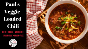 This Veggie Loaded Chili recipe is sugar-free and gluten-free. For Whole30, paleo or keto versions omit the beans. Make a big pot today and thank me later. | www.grownupdish.com