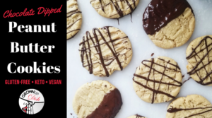 Chocolate dipped gluten-free peanut butter cookies so delicious you won't believe they are healthy (and easy to make!) No sugar, flour or dairy. | www.grownupdish.com
