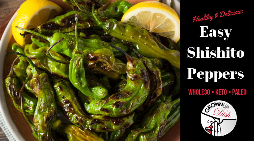 This easy shishito pepper recipe is ready in 5 minutes and uses three ingredients: shishido peppers, olive oil and salt. Couldn't be simpler! | www.grownupdish.com