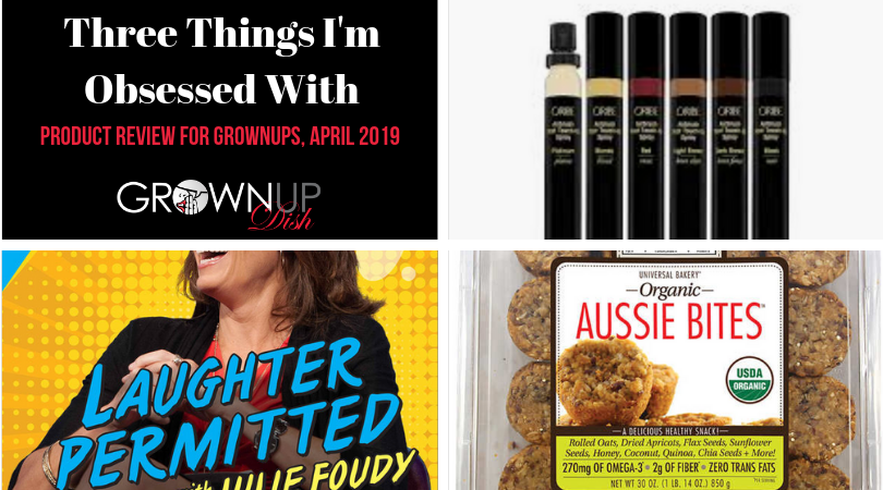 Three Things I'm Obsessed With April 2019 - Grownup Dish unbiased product reviews of Aussie Bites, Oribe Root Spray and the Laughter Permitted podcast. | www.grownupdish.com