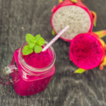 This Fab4 Pitaya Smoothie is an explosion of taste, texture, color and nutrition. It uses frozen pitaya (dragon fruit), collagen and greens. So yummy! | www.grownupdish.com
