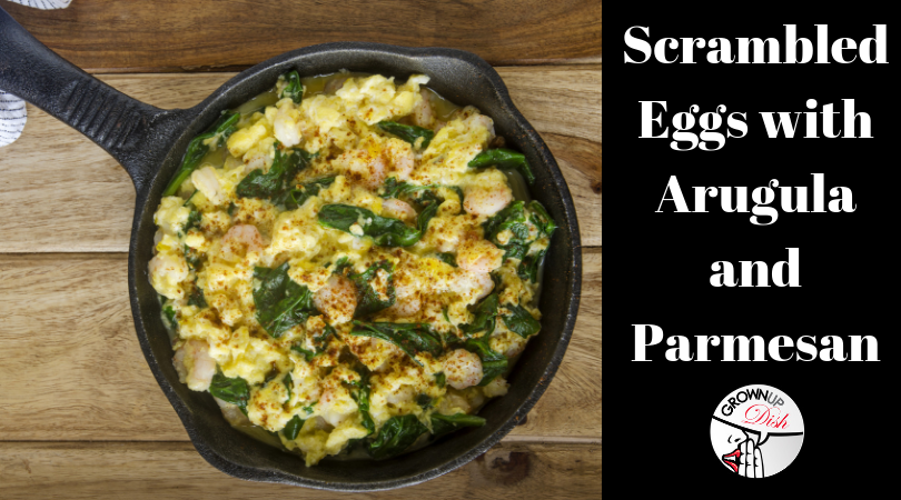 Creamy scrambled eggs with arugula and Parmesean are lovely and quick to prepare. Easy enough for a weekday morning and elegant enough for a special brunch. | www.grownupdish.com