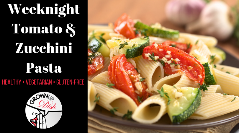 If your summer garden is overflowing make this weeknight zucchini and tomato pasta. Whip it up in less 30 minutes and it's a perfect vegetarian meal. | www.grownupdish.com