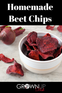 Homemade beet chips have all the crunchy satisfaction of a potato chip with none of the guilt. And they are ridiculously easy to make with this easy recipe. | www.grownupdish.com