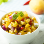 This sweet and savory Whole-30 3-ingredient fruit salsa elevates a simple grilled protein (chicken, fish, pork, steak), makes a great topping for tacos and burritos and is a delicious appetizer when served with chips. | www.grownupdish.com