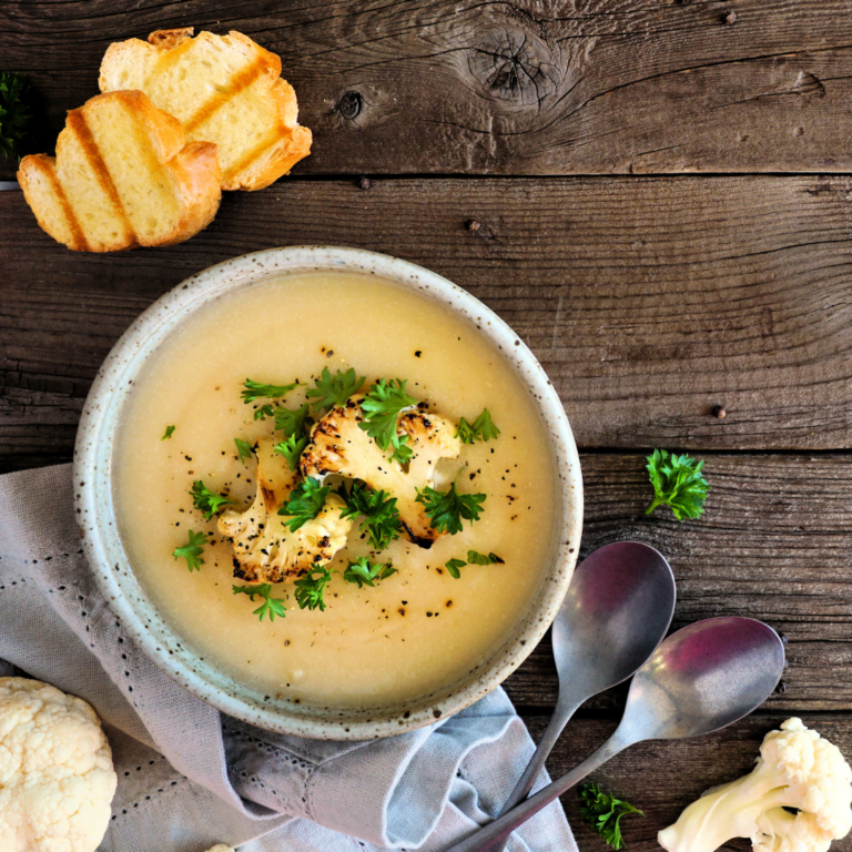 Creamy Browned Butter Cauliflower Soup • GrownUp Dish