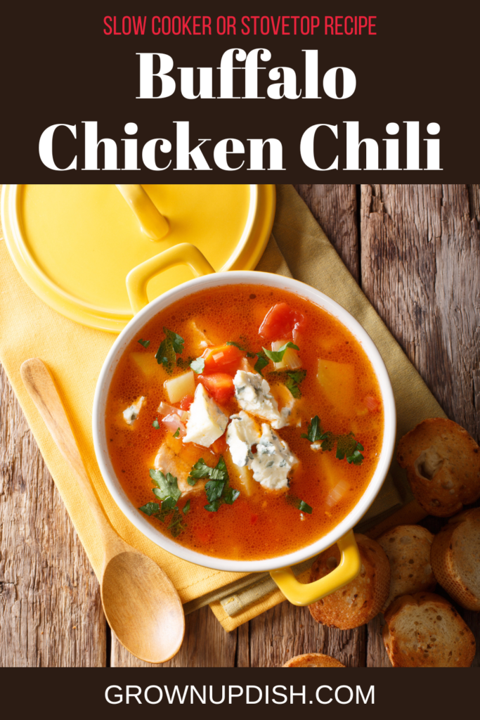 If you love buffalo chicken, Buffalo Chicken Chile is going to be your new favorite soup. It’s a hearty buffalo chicken wing flavor fest!  www.grownupdish.com