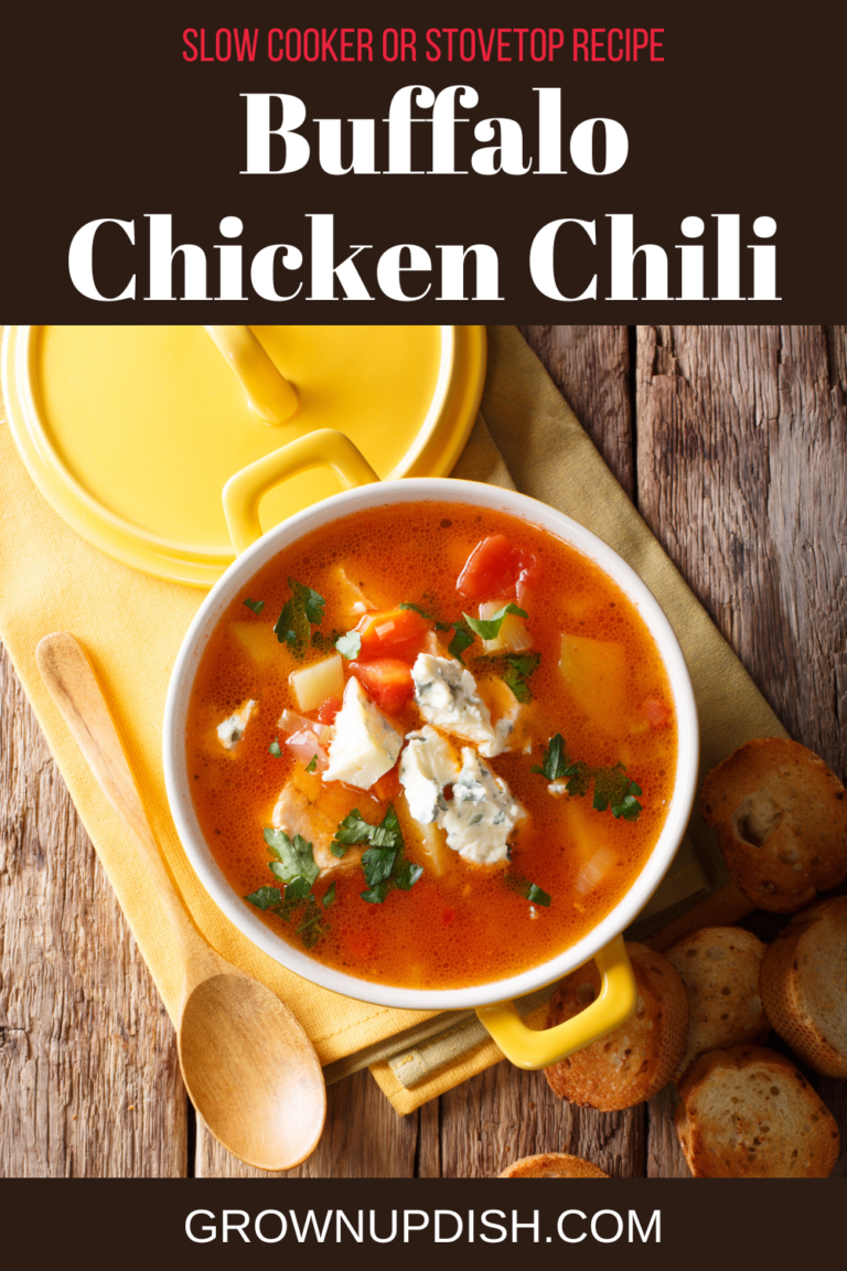 Buffalo Chicken Chili Slow Cooker or Stovetop • GrownUp Dish