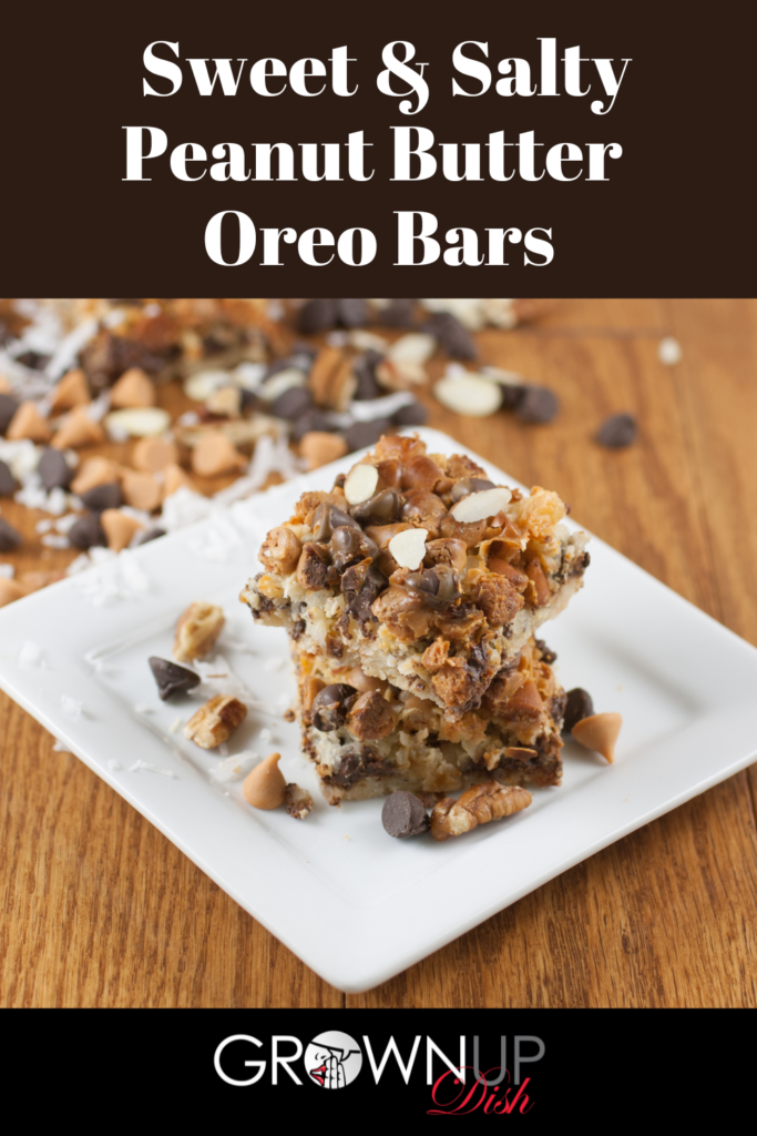 Peanut Butter Oreo Bars are a delicious and easy dessert you make in one pan. They're the perfect combo of sweet and salty. Must try! | www.grownupdish.com