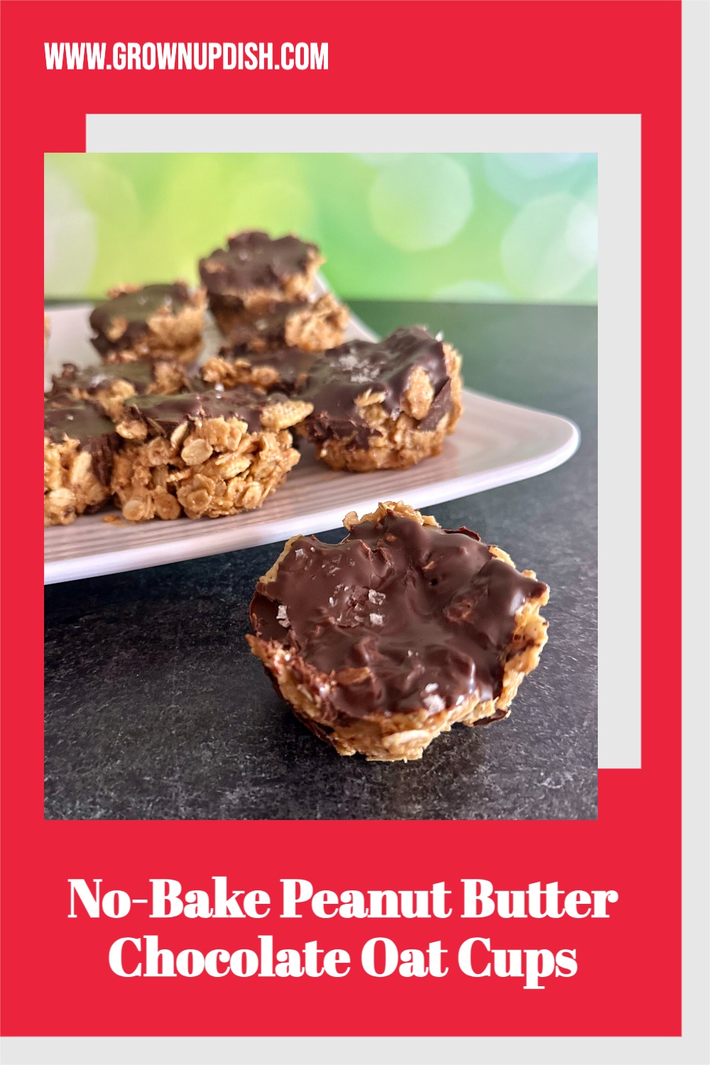 No Bake Peanut Butter Chocolate Oat Cups • Grownup Dish 1137